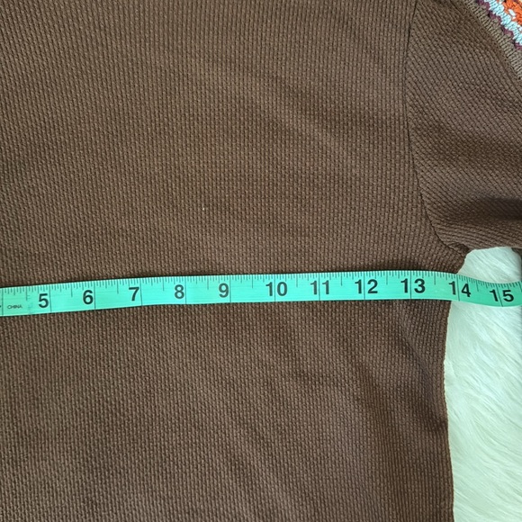 Free People Switch It Up Cuff Thermal Top Long Sleeve Chocolate Combo Size M - Picture 13 of 13